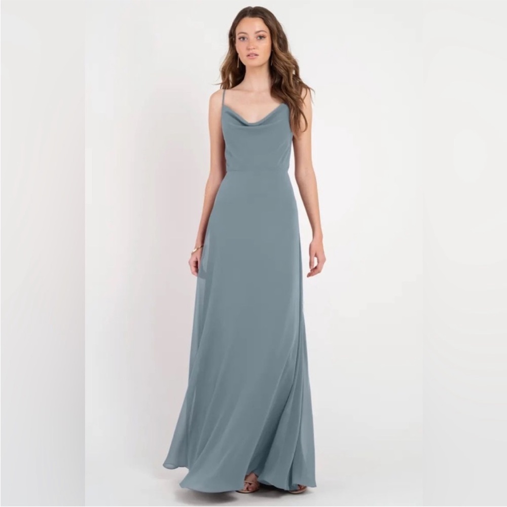Cute Bridesmaid Dress!! Jenny Yoo, Colby Dress, Mayan Blue, Luxe Chiffon Fabric